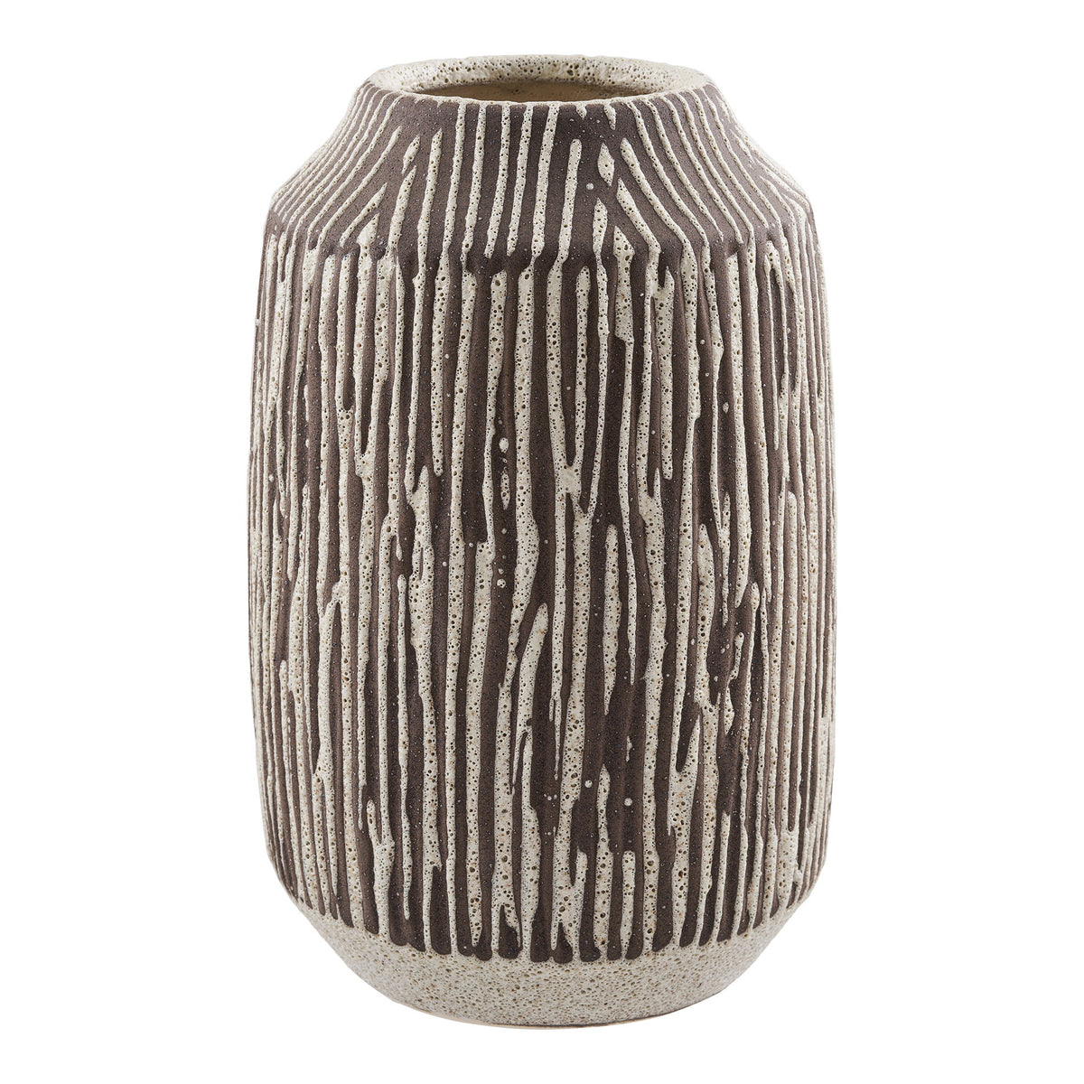 PolsterOase Möbel – Vase aus Keramik, Braun/Weiß, Ø 18 × H 28, 5 cm