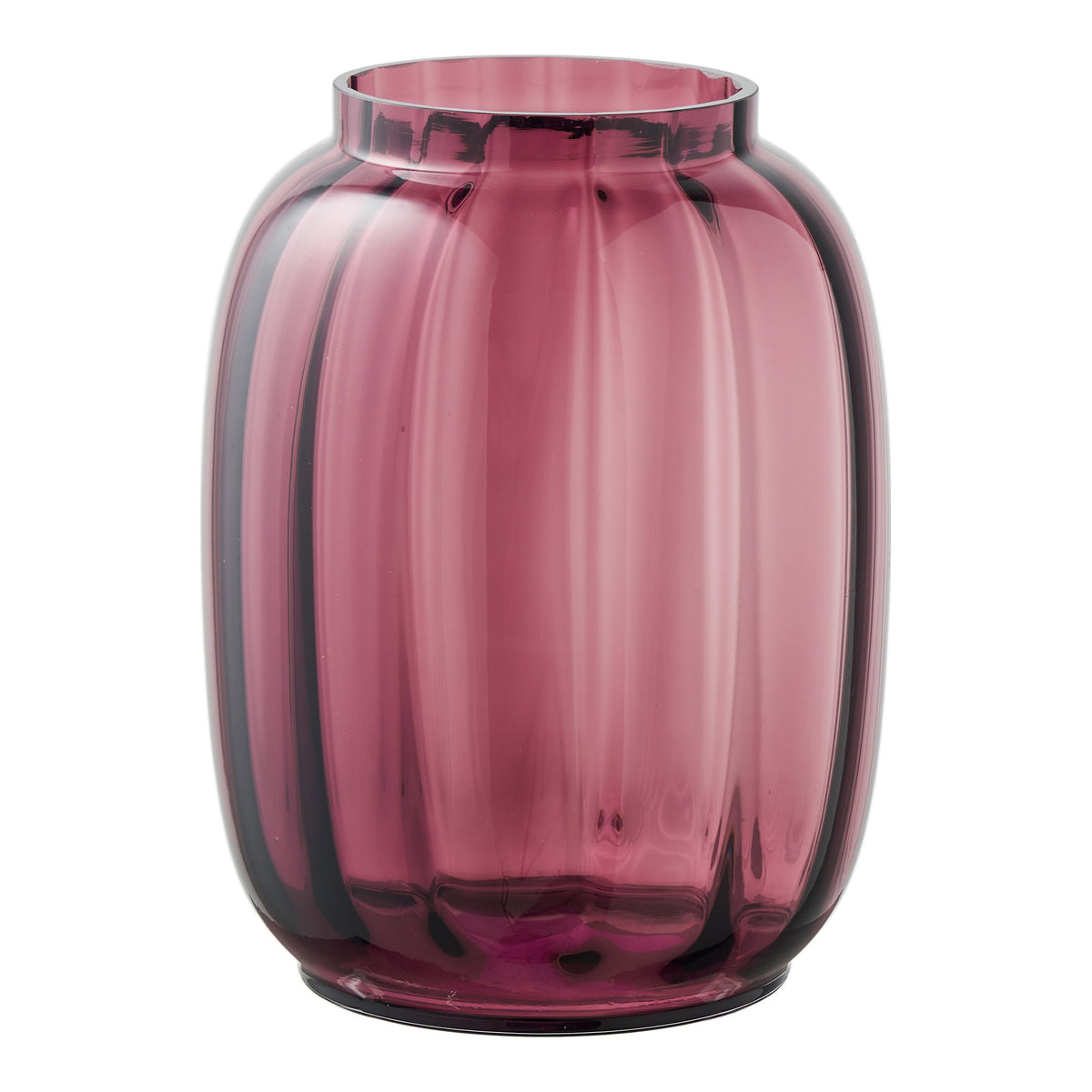 PolsterOase Möbel – Vase aus mundgeblasenem Glas, Rauchrot, Ø 17 × H 21 cm