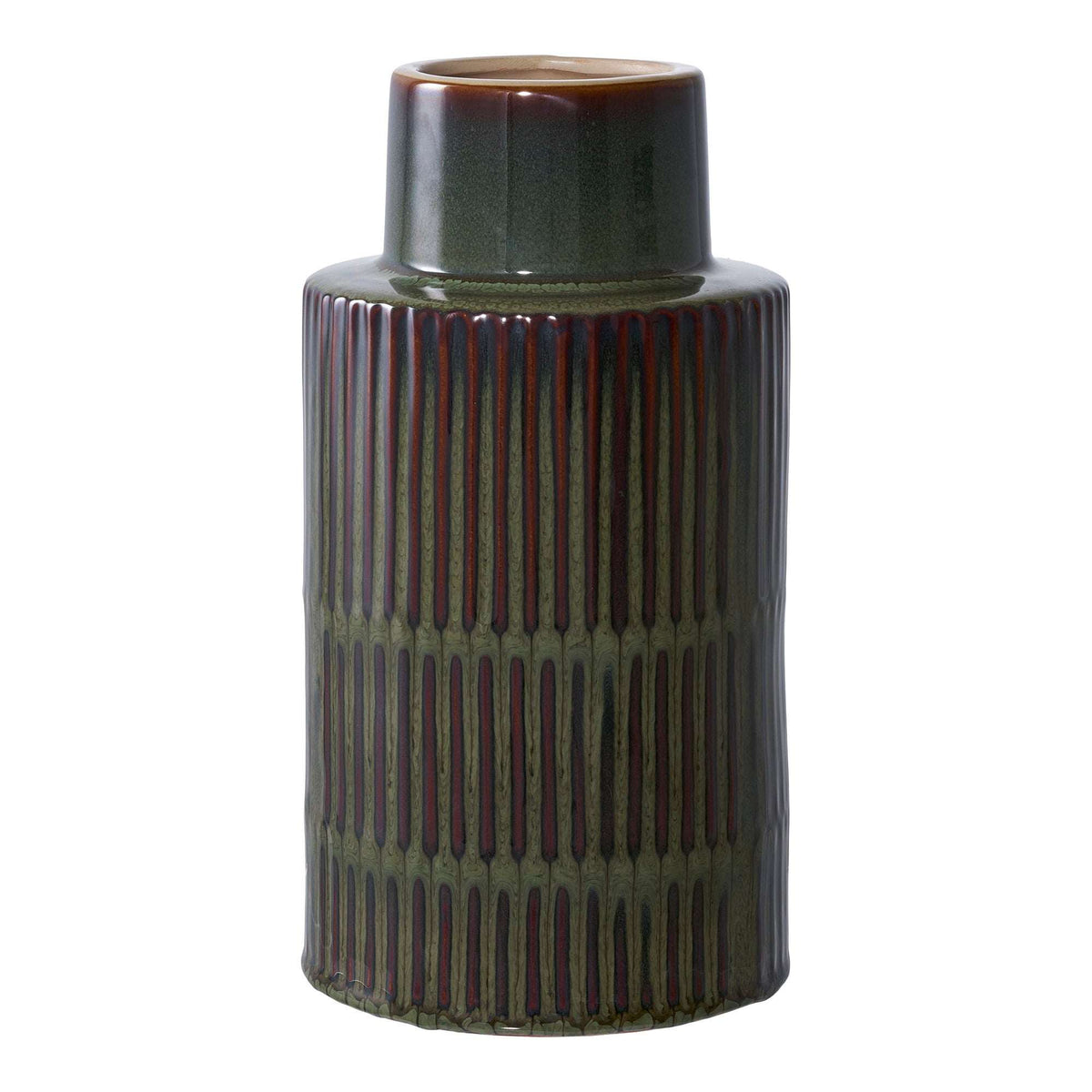 PolsterOase Möbel – Vase aus Keramik, Grün/Braun, Ø 16 × 30 cm