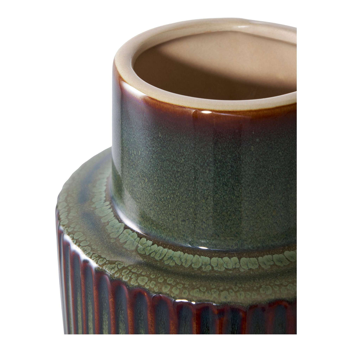 PolsterOase Möbel – Vase aus Keramik, Grün/Braun, Ø 16 × 30 cm – Ansicht 2