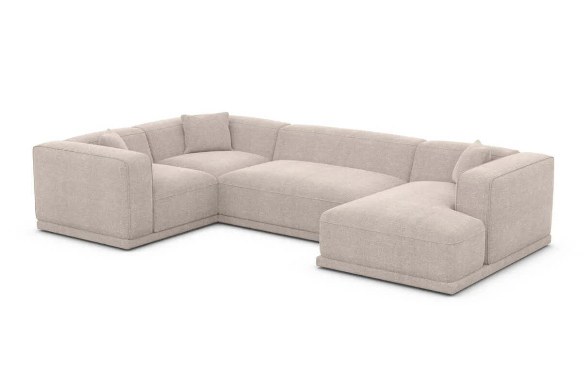 Wohnlandschaft in Struktur Beige, 330 cm Breite