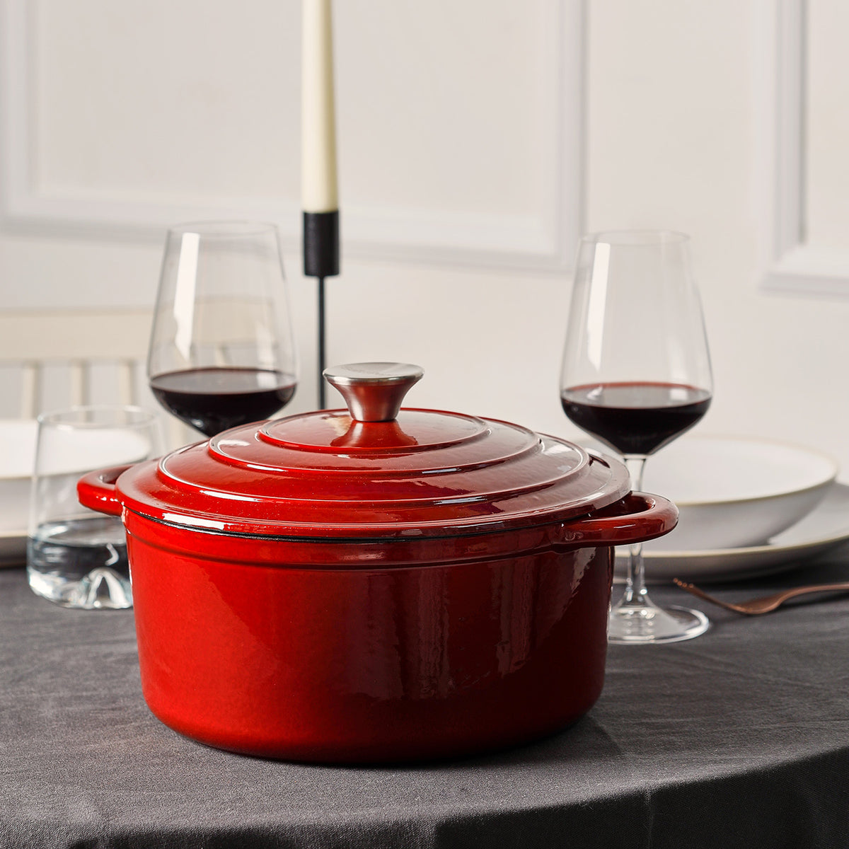 Salt & Pepper Kochtopf 26 cm Gusseisen rot Ferno – Produktansicht 2