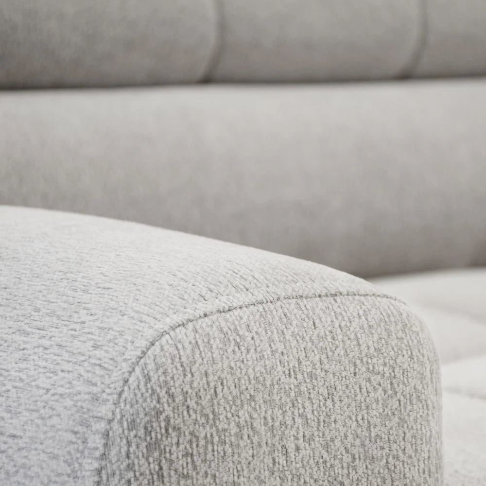 Vincent Ecksofa in L Form aus Strukturstoff mit Schlaffunktion und Bettkasten