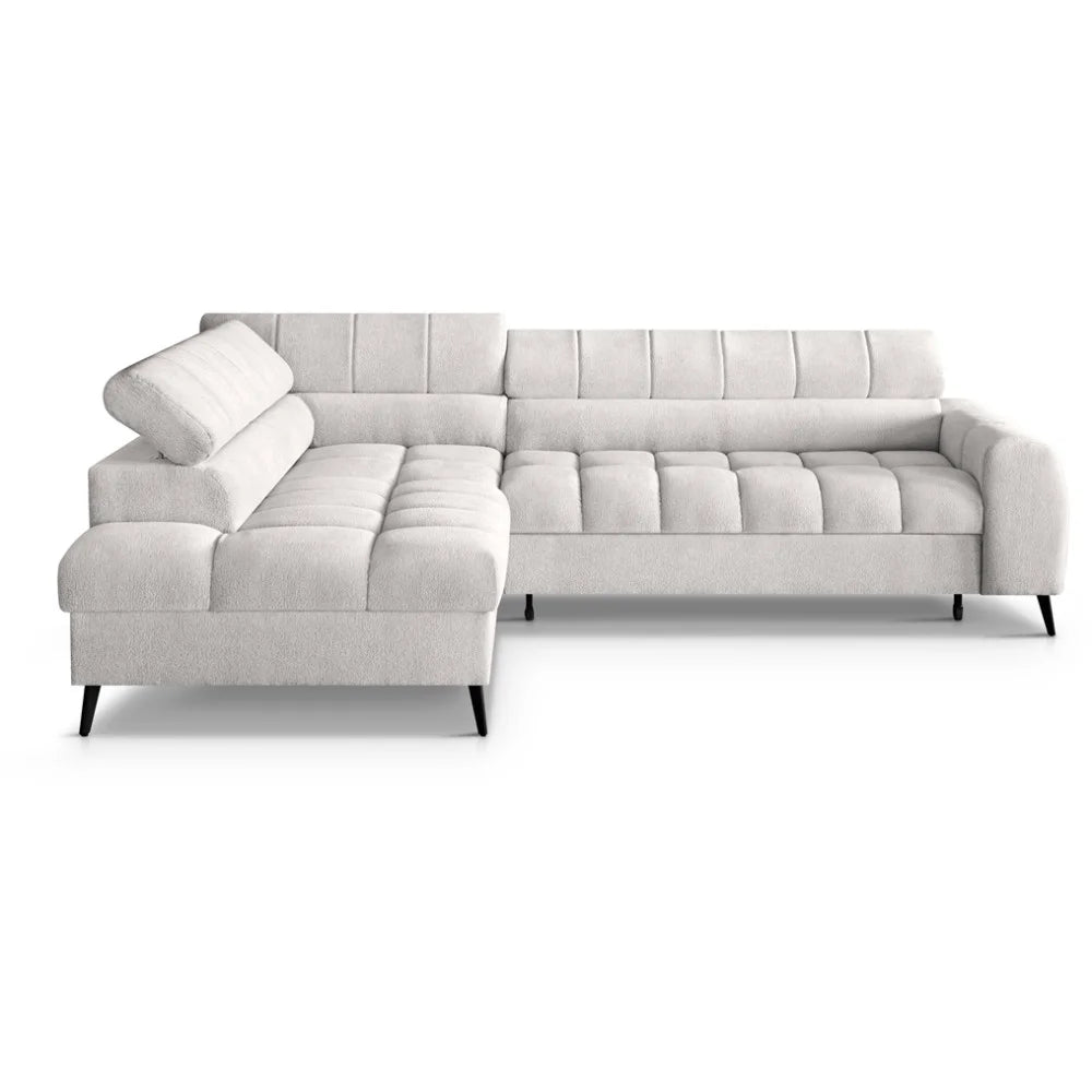 Vincent Ecksofa in L Form aus Strukturstoff mit Schlaffunktion und Bettkasten