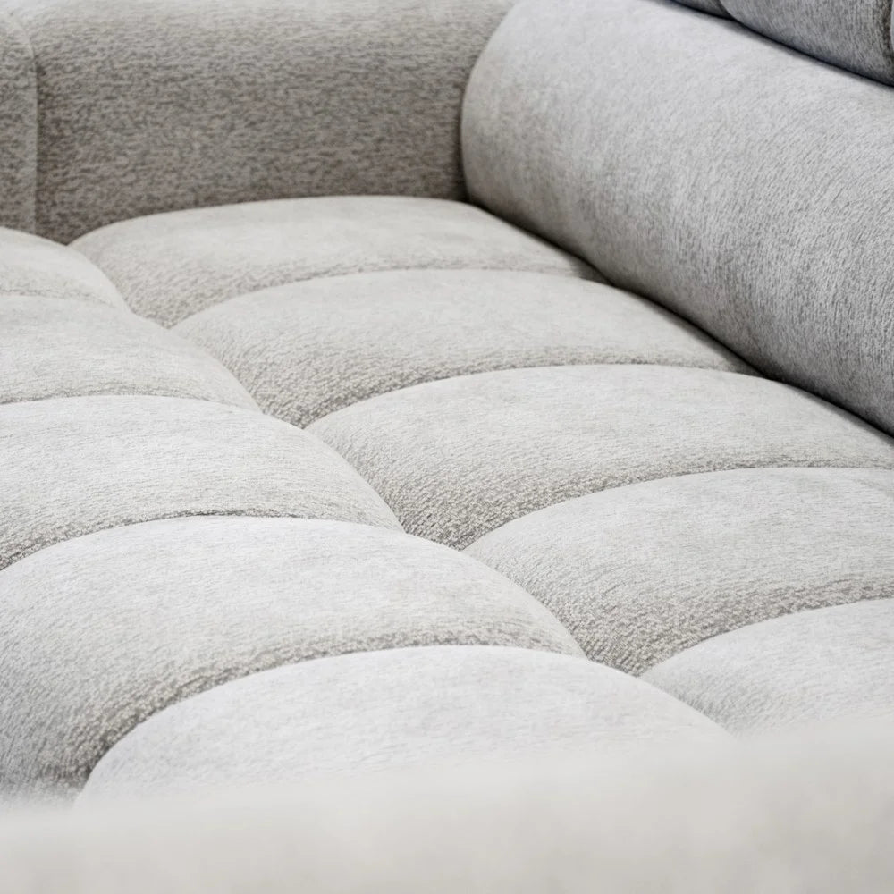 Vincent Ecksofa in L Form aus Strukturstoff mit Schlaffunktion und Bettkasten