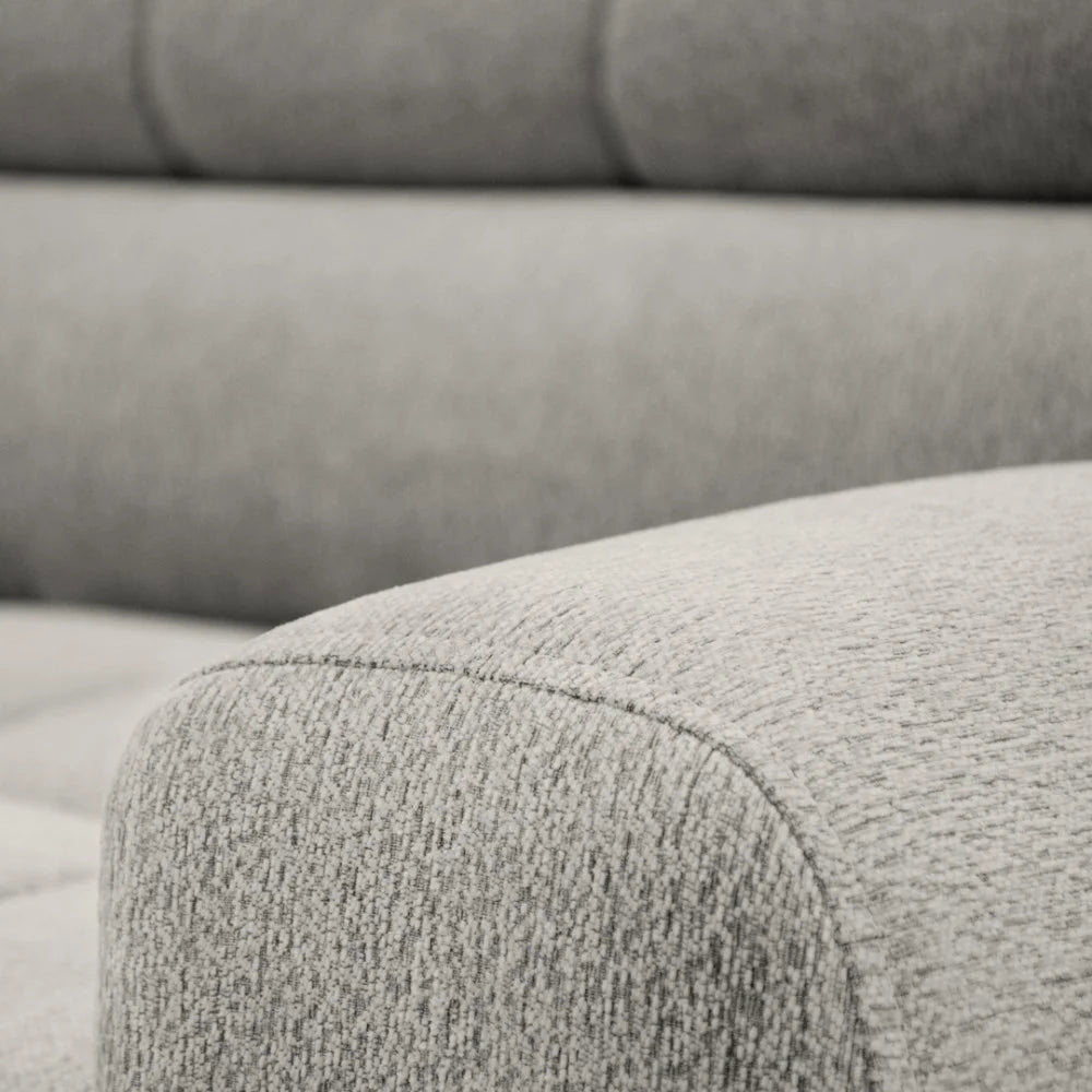 Vincent Ecksofa in L Form aus Strukturstoff mit Schlaffunktion und Bettkasten