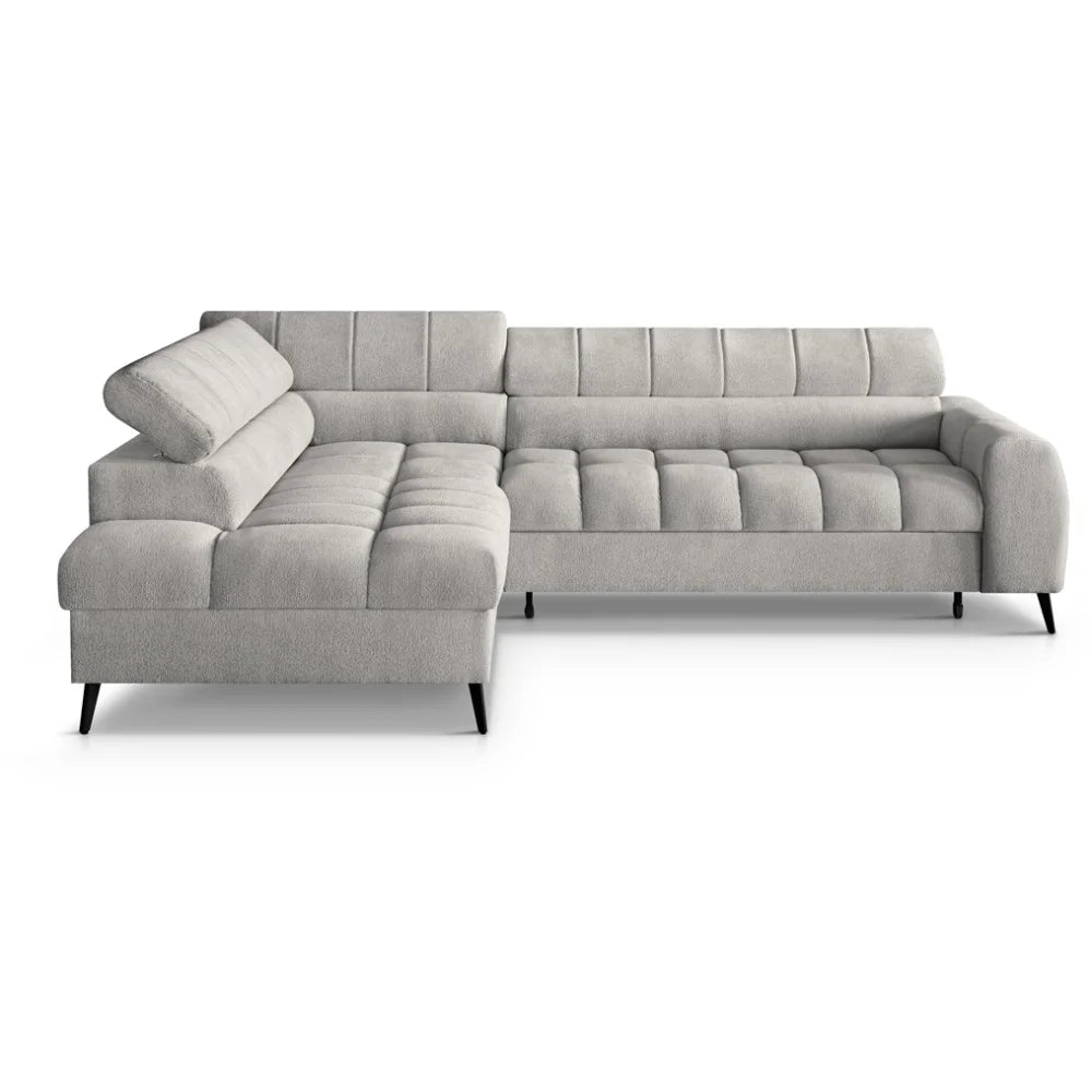 Vincent Ecksofa in L Form aus Strukturstoff mit Schlaffunktion und Bettkasten