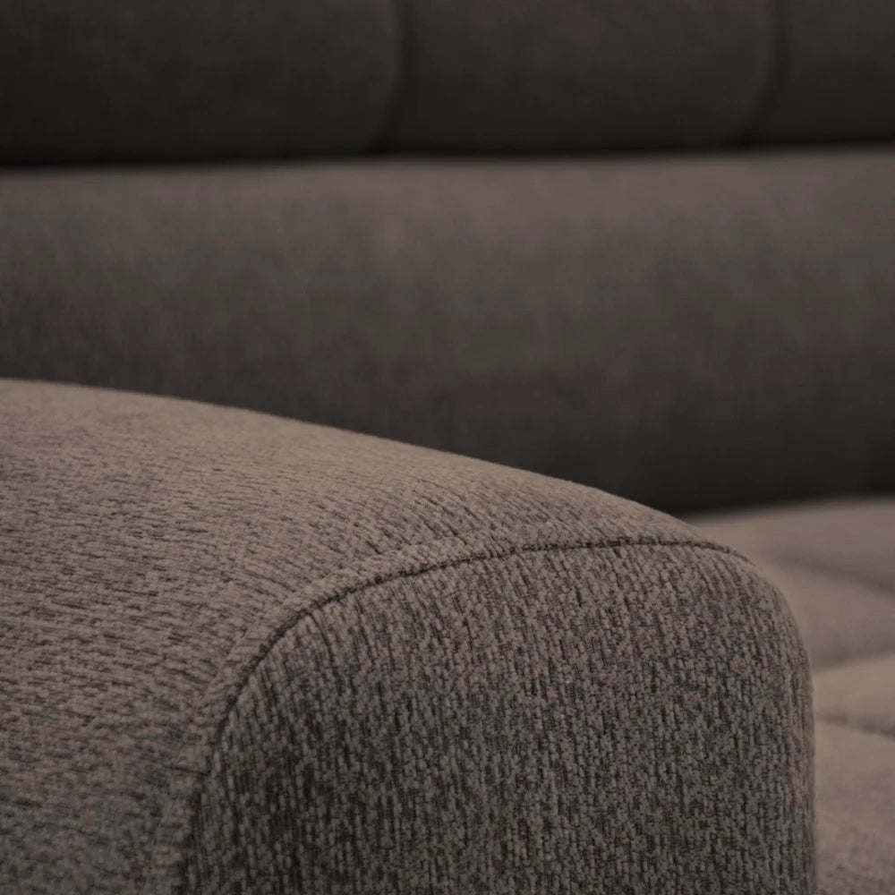 Vincent Ecksofa in L Form aus Strukturstoff mit Schlaffunktion und Bettkasten