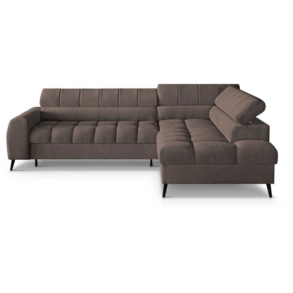 Vincent Ecksofa in L Form aus Strukturstoff mit Schlaffunktion und Bettkasten
