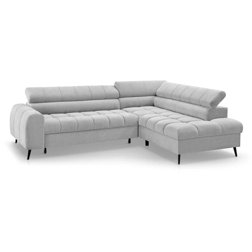 Vincent Ecksofa in L Form aus Strukturstoff mit Schlaffunktion und Bettkasten