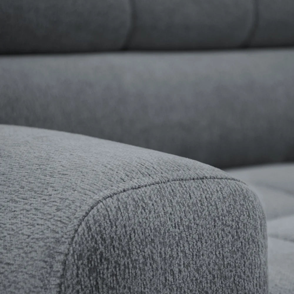 Vincent Ecksofa in L Form aus Strukturstoff mit Schlaffunktion und Bettkasten