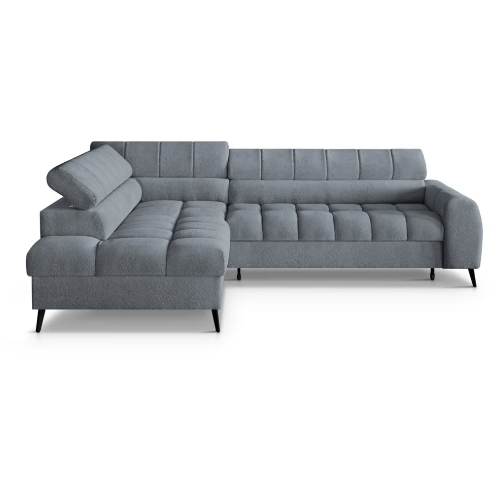 Vincent Ecksofa in L Form aus Strukturstoff mit Schlaffunktion und Bettkasten
