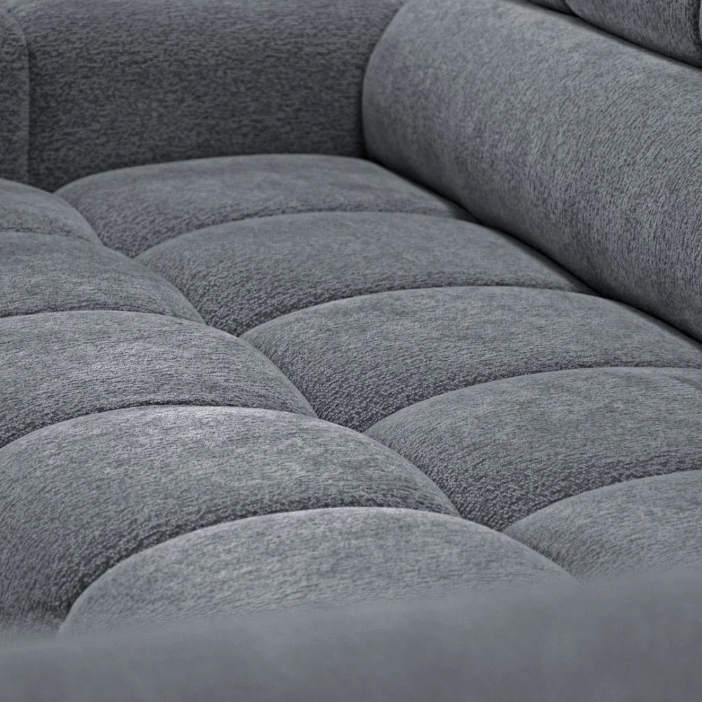 Vincent Ecksofa in L Form aus Strukturstoff mit Schlaffunktion und Bettkasten