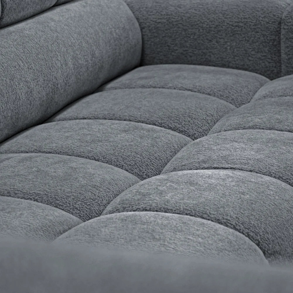 Vincent Ecksofa in L Form aus Strukturstoff mit Schlaffunktion und Bettkasten